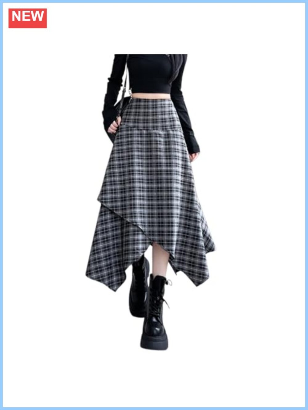 Asymmetrical High Waist Midi Skirt Goth Punk A-Line